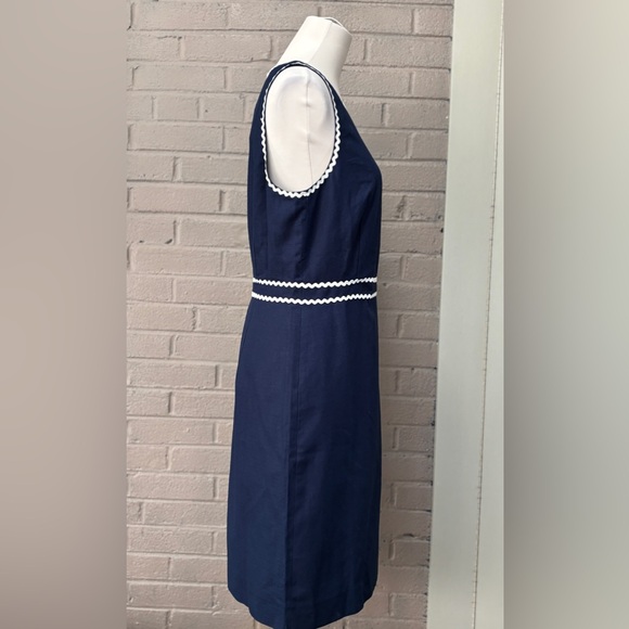 J.Crew  NWT Navy blue dress -white trim  10 - Picture 5 of 11